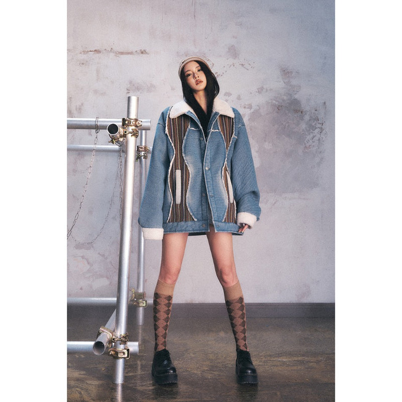 Unisex Coat Retro Loose Couple's Lambswool