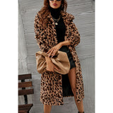 Women Fur Jacket Fashion Casual Leopard Print Plush Coat