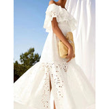 Bohemian Dress Hollow out Embroidered Printed Elegant