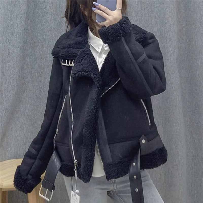 Women Cotton Coat Suede Imitation Lamb Wool Warm Jacket