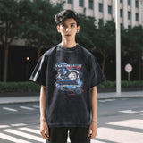 Mens Vintage T-Shirt Washed Short Sleeve T-Shirt