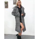 Women Fur Jacket Fashionable Warm Long-Cut Coat