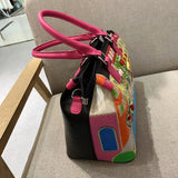 Chh Chrome Heart Leather Bag Embroidered Cartoon Shoulder Bag Crossbody Bag