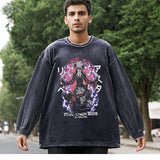 Mens Vintage Long Sleeve Shirt Washing Water Long Sleeve T-Shirt Men and Women