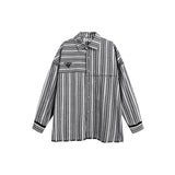 Unisex Shirt Vintage Frayed Striped Long Sleeve