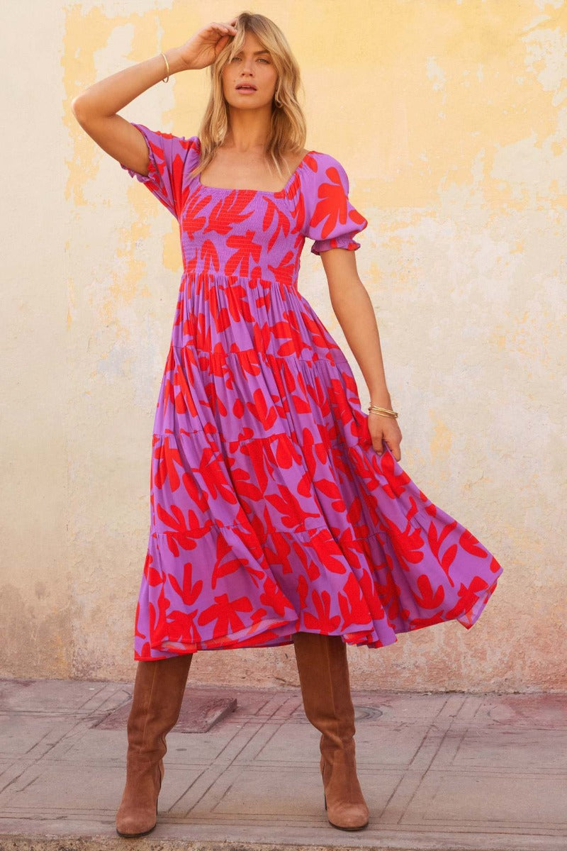 Women Dress Summer Plant Print Dress
