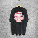 Amiri washed t-shirt pink beach printing short sleeve