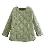 Women Cotton Coat Fashion Diamond Lattice Loose