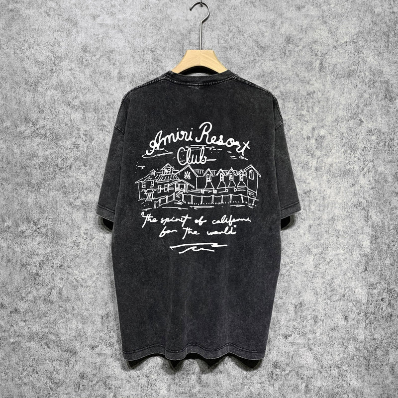Amiri washed t-shirt sketch country short sleeve