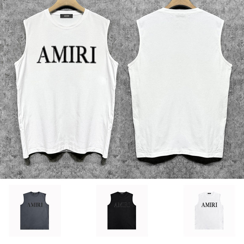 Amiri tank top white stripes simple letterprinting