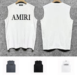Amiri tank top white stripes simple letterprinting