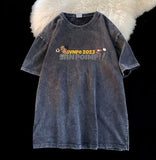 Men T Shirt Cartoon Summer Distressed Loose