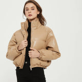 Women Cotton Coat Imitation Leather Cotton Thick Warm Jacket
