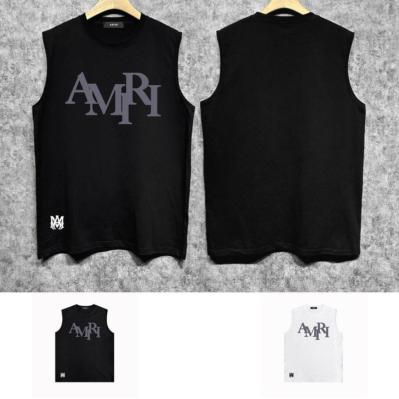 Amiri tank top all gray overlapping letterprinting