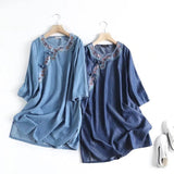 Women Dresses Embroidery Denim Dress