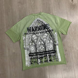 First Row T Shirts Breaking News Warning From Heaven Cropped Tee 2026ss European and American Street Trend Brand