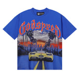 Godspeed T Shirts Road Supercar Printed Cotton Casual Short Sleeve Men and Women