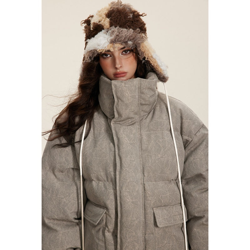 Unisex Coat Stand-up Collar Thick Warm Winter