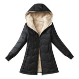 Women Cotton Coat Mid-Length Leisure Fleece-lined Imitation Lamb Wool