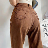 Women Jeans Loose Drooping Chocolate
