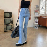 Women Jeans Slim Fit Elastic Stitching Bell-Bottom Pants