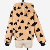 Women's Fur Jacket Fashion Love Pattern Plush Coat