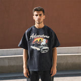 Mens Vintage T-Shirt Vintage Printed Short Sleeve T-Shirt