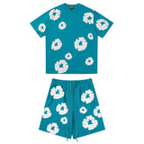 Denim Tears T Shirt ShortsPuff Print Short Sleeve T-shirt Loose Couple Shorts Suit(Options need to be purchased separately)