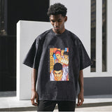 Mens Vintage T Shirt Printed Washed T-Shirt Men