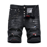 DSQ2 Short Jeans Ripped Patch Slim-fit Stretch Denim Shorts