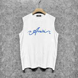 Amiri tank top blue art word printing
