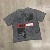 First Row T Shirts BREAKING NEWS BURNING FLAMES CROPPED TEE Fashion Hot Diamond Trend Brand