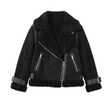 Women Cotton Coat Thickened Zipper Leather Coat