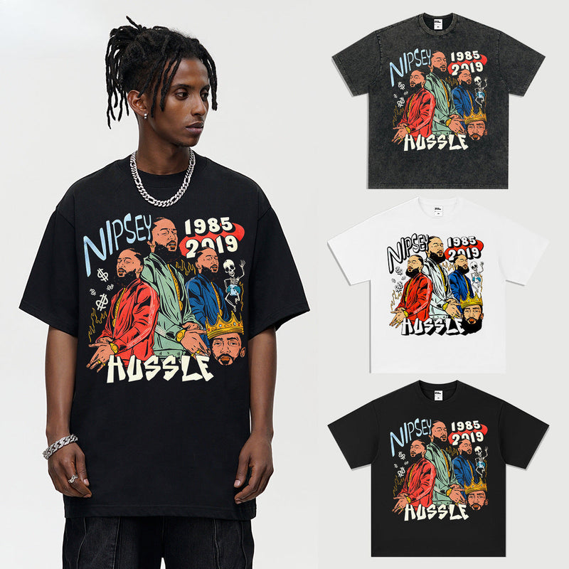 Vintage T-shirts Short Sleeve T-Shirts Washed and Old Prints