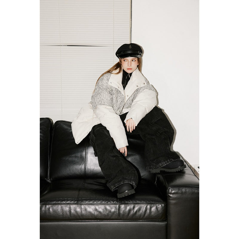 Unisex Coat Stitching Warm Cotton Coat Stand Collar