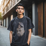 Mens Vintage T Shirt Printed Washed Old Short Sleeves