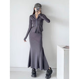Women Hoodie Hot Girl Slim-Fit Cardigan Fishtail Two Pieces