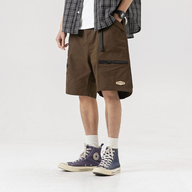 Unisex Shorts Vintage Zipper Workwear with Pocket Shorts Loose
