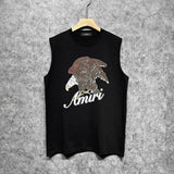 Amiri tank top brown flying eagle print
