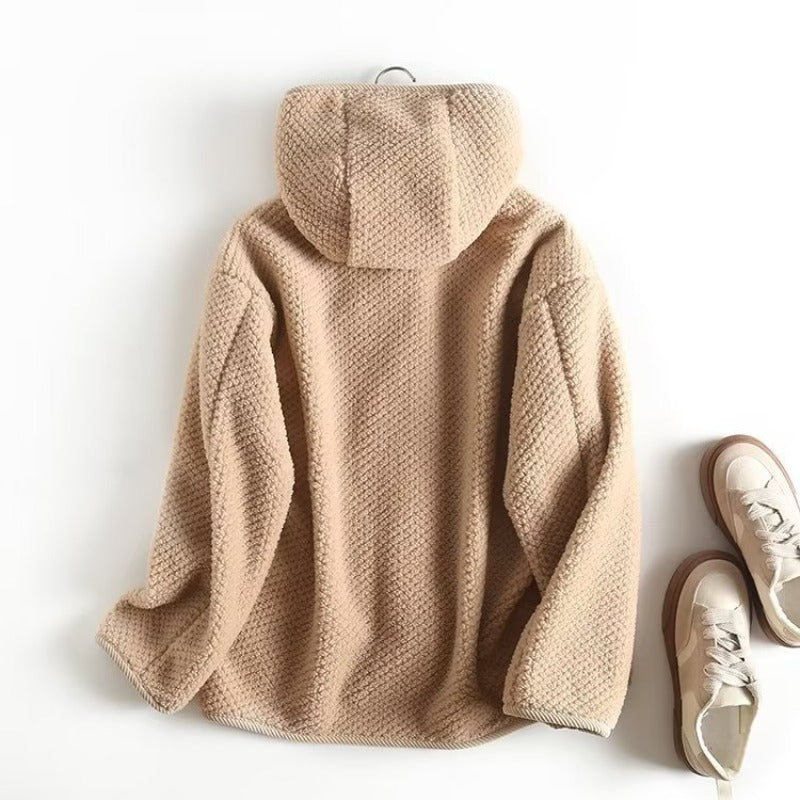 Women Hoodie Lamb Fur Small Figure