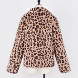 Women Fur Jacket Fashion Leopard Print Plush Coat