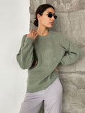 Women Work Business Casual Sweaters round Neck Loose Knitted Sweater