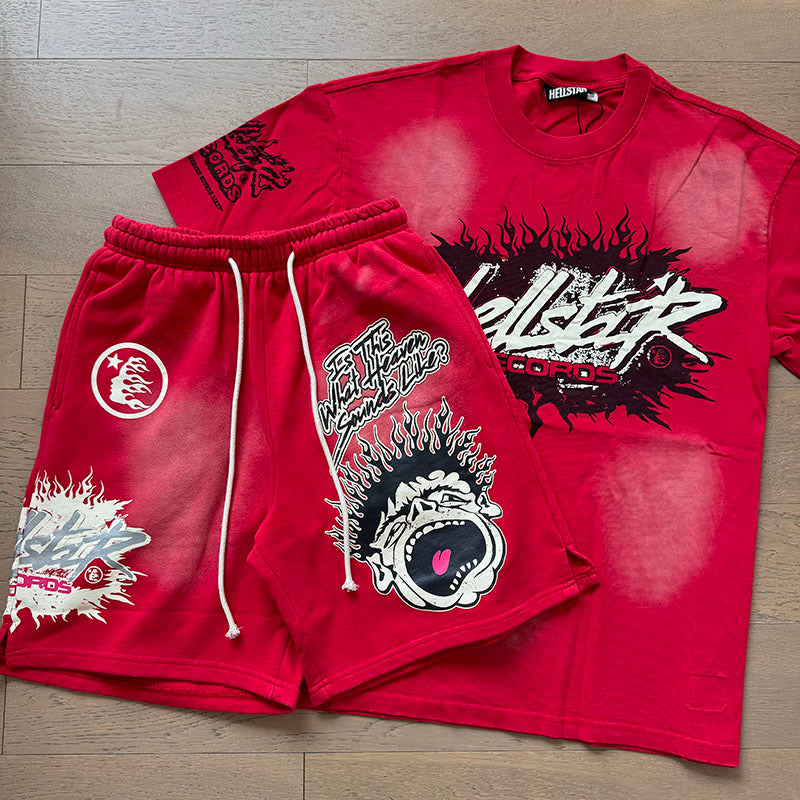 Hellstar T-Shirt And Shorts Two-Piece Set