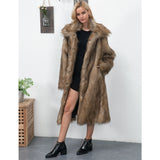 Women Fur Jacket Fashionable Warm Long-Cut Coat