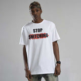 Vlone T Shirts Vlone No Cap High Street Large V-Shaped Female Print Hip Hop Loose Short Sleeve T-shirt for Men and Women