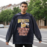 Mens Vintage Long Sleeve Shirt Washed Long Sleeve T-Shirt Men's and Women's