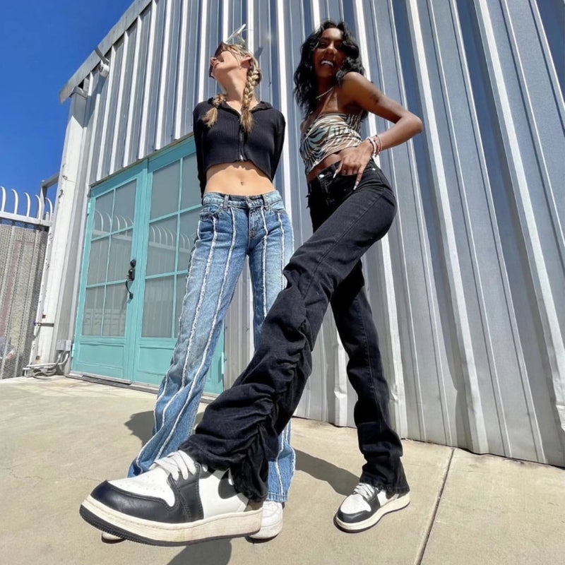 Women Jeans Hot Girl Pleated Jeans