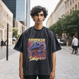 Mens Vintage T-Shirt Cartoon Printed Sleeve T-Shirt