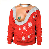 Ugly Christmas Sweater Spoof Sexy Digital Printed round Neck Couple Sweater