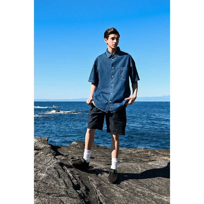 Unisex Shorts Retro Large Workwear with Pocket Shorts Casual Loose